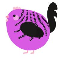 A orchid and sable chicken with a half-bar pattern