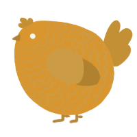 A orange and gold chicken with a lace pattern