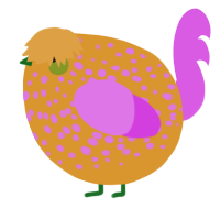 A orange and orchid chicken with a speckle pattern