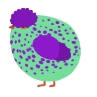 A spring and violet chicken with a speckle pattern