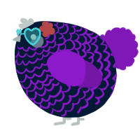 A tumblr and violet chicken with a lace pattern
