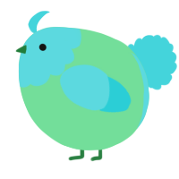 A spring and aqua chicken with a head pattern