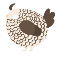 A cream and bark chicken with a lace pattern