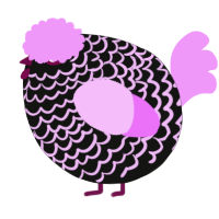 A black and lavender chicken with a lace pattern