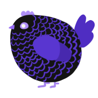 A black and indigo chicken with a lace pattern