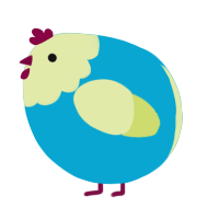 A cerulean and lemon chicken with a head pattern