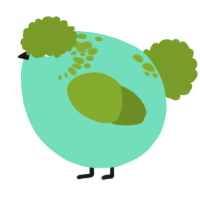 A mint and chartreuse chicken with a neck-speckle pattern