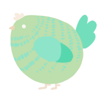 A gluppy and mint chicken with a bar pattern