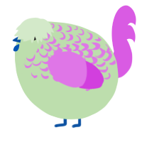 A gluppy and orchid chicken with a half-lace pattern