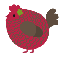A crimson and bark chicken with a lace pattern