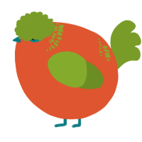 A vermilion and chartreuse chicken with a neck-band pattern