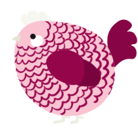 A rose and maroon chicken with a lace pattern