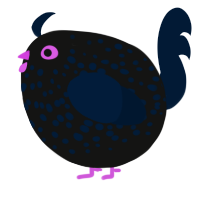 A black and tumblr chicken with a speckle pattern