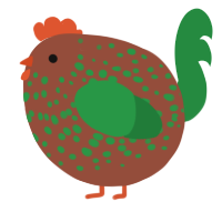 A russet and viridian chicken with a speckle pattern