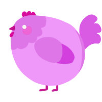 A lavender and orchid chicken with a head pattern