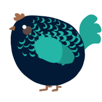 A tumblr and turquoise chicken with a half-lace pattern