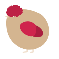 A beige and crimson chicken