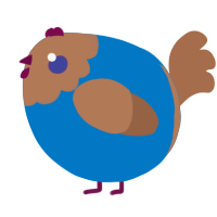 A sapphire and brown chicken with a head pattern