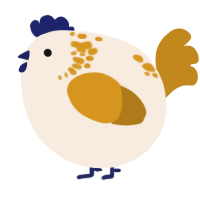 A cream and ochre chicken with a neck-speckle pattern