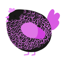 A sable and orchid chicken with a double-lace pattern