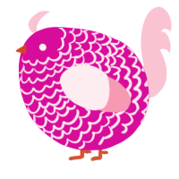 A fuchsia and rose chicken with a lace pattern