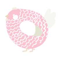 A rose and white chicken with a lace pattern