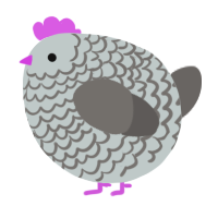 A silver and grey chicken with a lace pattern