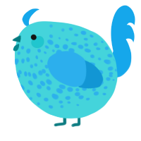 A aqua and sky chicken with a speckle pattern