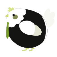 A black and white chicken with a head pattern