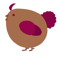 A brown and maroon chicken