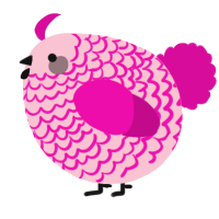 A rose and fuchsia chicken with a lace pattern