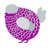 A plum and silver chicken with a lace pattern