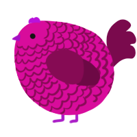 A fuchsia and wine chicken with a lace pattern