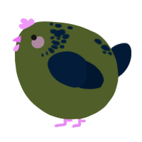 A olive and tumblr chicken with a neck-speckle pattern