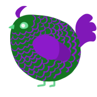 A leaf and violet chicken with a lace pattern