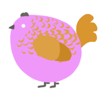 A lavender and orange chicken with a half-lace pattern