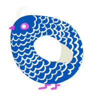 A ultramarine and white chicken with a lace pattern