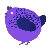 A blurple and navy chicken with a half-lace pattern