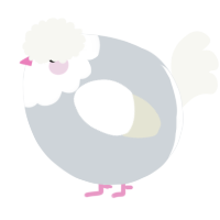 A mist and white chicken with a head pattern