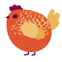 A vermilion and honey chicken with a half-lace pattern