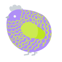 A lilac and lime chicken with a lace pattern