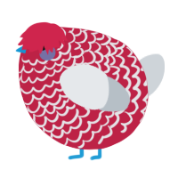 A crimson and mist chicken with a lace pattern