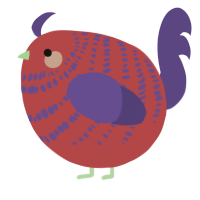 A red and overcast chicken with a bar pattern