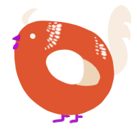 A vermilion and cream chicken with a neck-band pattern
