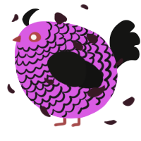 A orchid and black chicken with a lace pattern