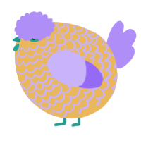 A honey and lilac chicken with a lace pattern