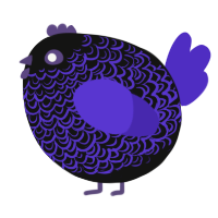 A black and indigo chicken with a double-lace pattern