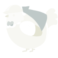 A white chicken with a head pattern