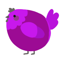 A plum and amethyst chicken with a head pattern