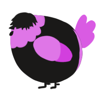 A sable and orchid chicken with a head pattern